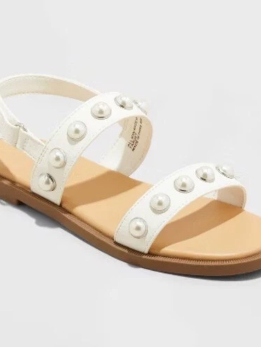 Cat & Jack White Pearl-Stud Sandals for Girls- Size 2, NWT